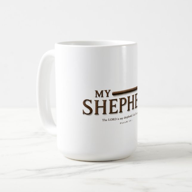 MEIN HIRTE | Psalm 23:1 | Schrift Kaffeetasse (Vorderseite Links)