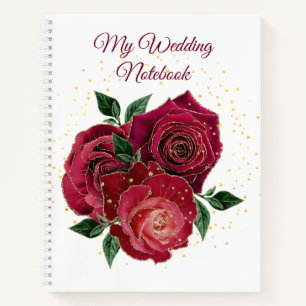 Mein HochzeitsNotebook Gold und Rote Rosen Notizbuch
