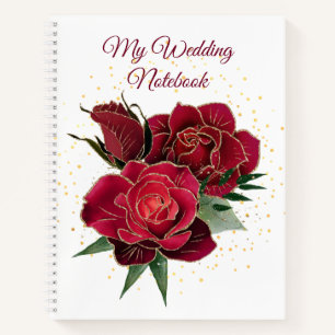 Mein HochzeitsNotebook Gold und Rote Rosen Notizbuch
