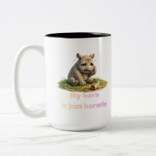 Mein Horn ist nur Keratin – Nashorn mit gebrochene Zweifarbige Tasse