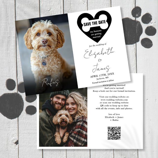 Mein Hund 2 Fotos QR Code Hochzeit Save The Date (My Humans Dog 2 Photos QR Code Wedding Save The Date)