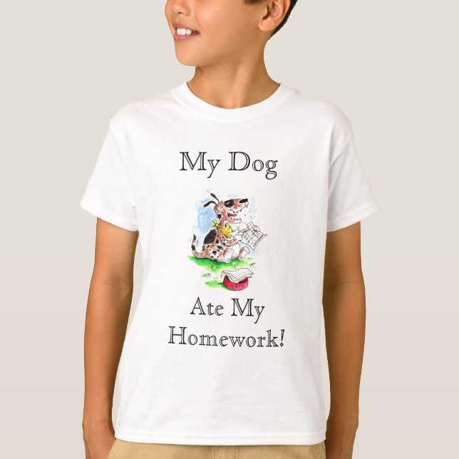 Mein Hund, aß mein Hausaufgaben-T-Shirt T-Shirt (Vorderseite)