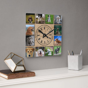 Mein Hund Fotos an der Wand Quadratische Wanduhr