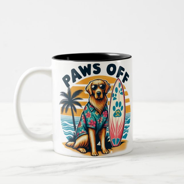 Mein Hund hält mich für Cool lustig Zweifarbige Tasse (Links)