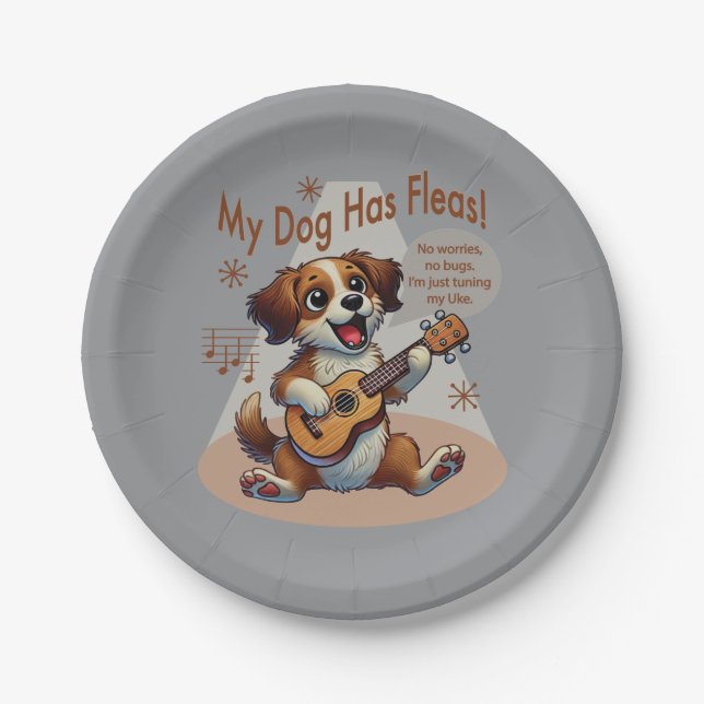 Mein Hund hat Fleas Ukulele Tuning Song Pappteller (Vorderseite)