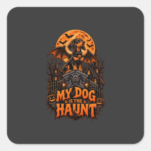 Mein Hund ist der Spuk Dachshund Halloween Flederm Quadratischer Aufkleber
