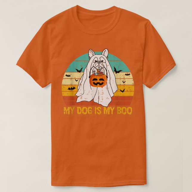 Mein Hund ist mein Boo Ghost Halloween, Französisc T-Shirt (Design vorne)