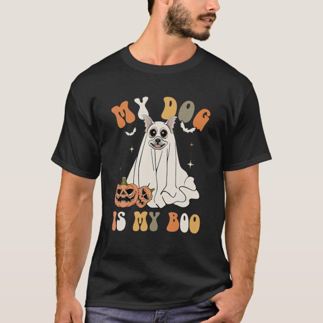 Mein Hund ist mein Chihuahua Pumpkin Ghost Hallowe T-Shirt (Vorderseite)