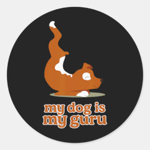 Mein Hund ist mein Guru Lustiges Hund-Yoga-Design Runder Aufkleber