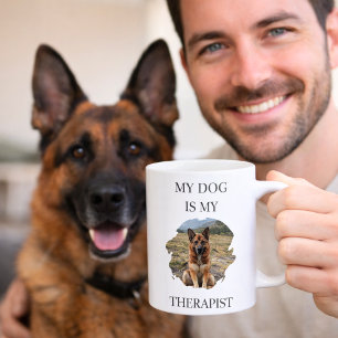 Mein Hund ist mein Therapeut Foto schwarz Kaffeetasse