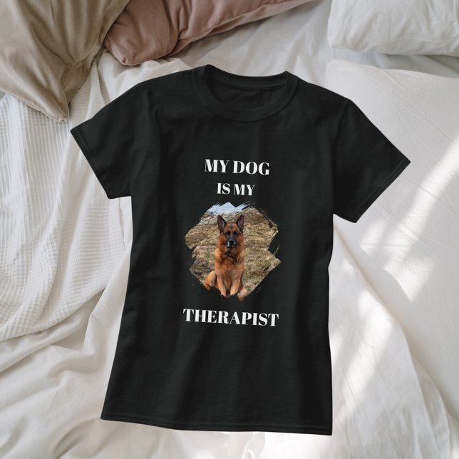 Mein Hund ist mein Therapeut Foto schwarz T-Shirt (Von Creator hochgeladen)