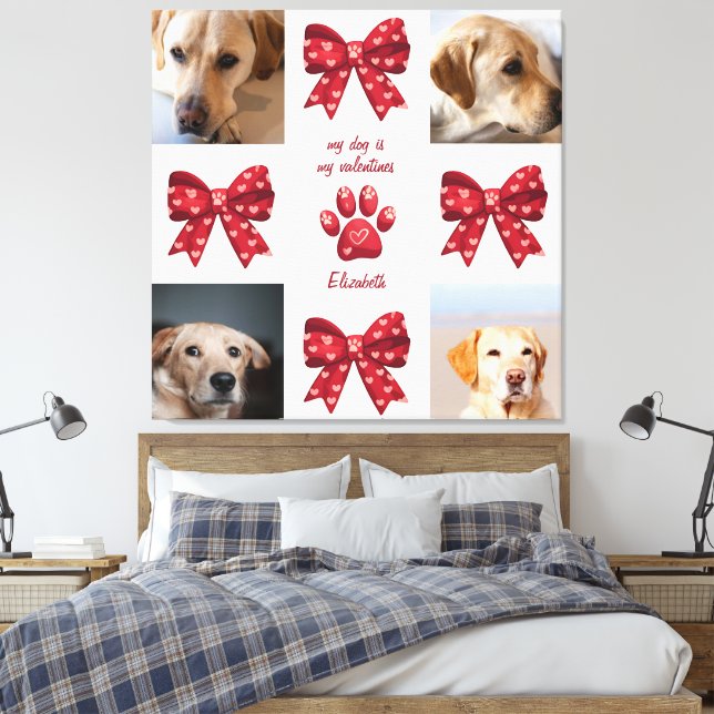 Mein Hund ist mein Valentiner, der 4 Fotos verbrau Leinwanddruck (Insitu (Schlafzimmer))