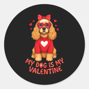 Mein Hund ist mein Valentinstag American Er Spanie Runder Aufkleber