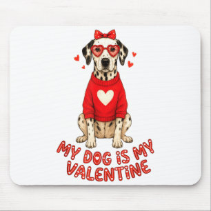 Mein Hund ist mein Valentinstag-Dalmatiner-Herz-Gl Mousepad