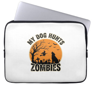 Mein Hund jagt Zombies Vintage Halloween Hund Desi Laptopschutzhülle