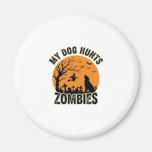 Mein Hund jagt Zombies Vintage Halloween Hund Desi Magnet