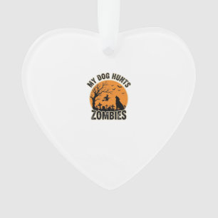 Mein Hund jagt Zombies Vintage Halloween Hund Desi Ornament