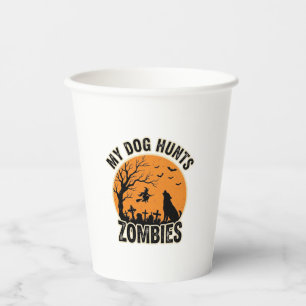Mein Hund jagt Zombies Vintage Halloween Hund Desi Pappbecher