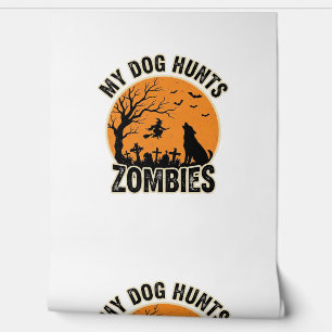 Mein Hund jagt Zombies Vintage Halloween Hund Desi Tapete