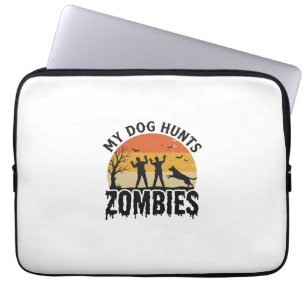 Mein Hund jagt Zombies Vintage Halloween Hund Kuns Laptopschutzhülle