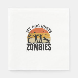 Mein Hund jagt Zombies Vintage Halloween Hund Kuns Serviette