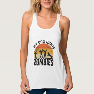 Mein Hund jagt Zombies Vintage Halloween Hund Kuns Tank Top
