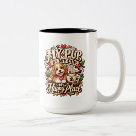 Mein Hund Mein Becher Glücklicher Ort Hunde Liebha Zweifarbige Tasse