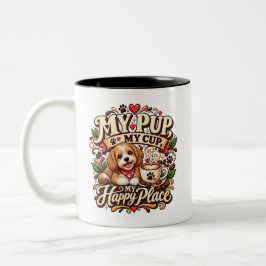 Mein Hund Mein Becher Glücklicher Ort Hunde Liebha Zweifarbige Tasse