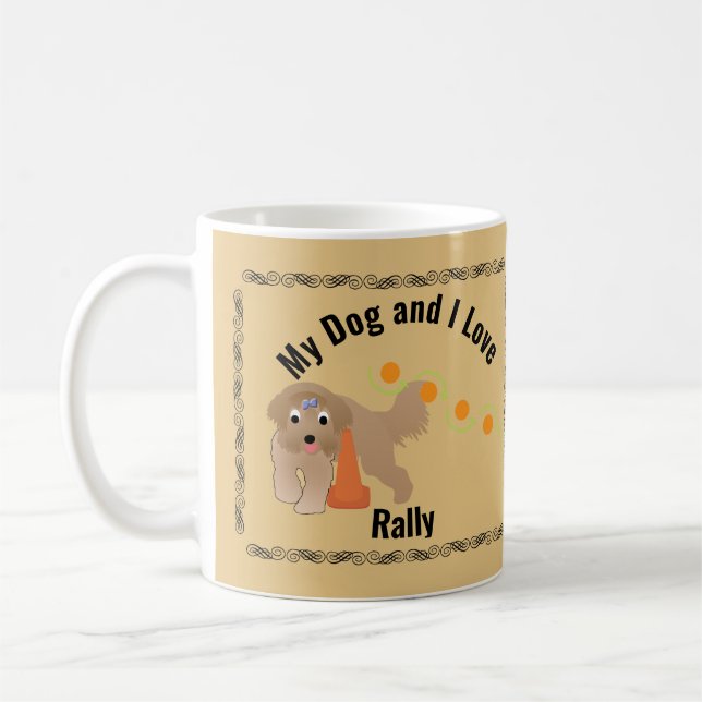 Mein Hund und ich Liebe Kundgebung Beardie Weaving Kaffeetasse (Links)