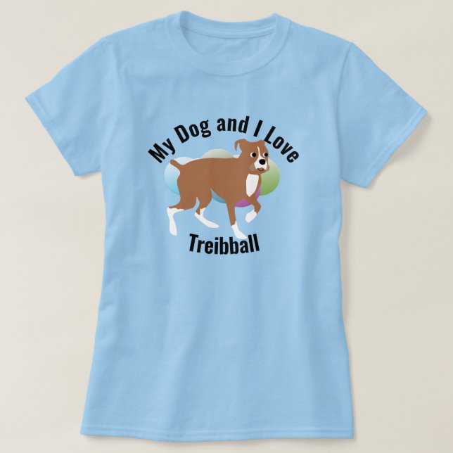 Mein Hund und ich Liebe Treibball Boxer T-Shirt (Design vorne)