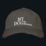 Mein Hund weiß Zitat rustikal gelb Vintag grau Bestickte Baseballkappe<br><div class="desc">Personalisiert Mein Hund kennt Zitat,  grau und gelb Chino Twill Baseball Cap. Niedliche Geburtstag Geschenkidee.</div>