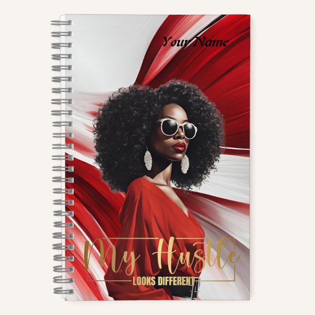 Mein Hustle ... Red & White Abstrakt Journal Notizbuch (Vorderseite)