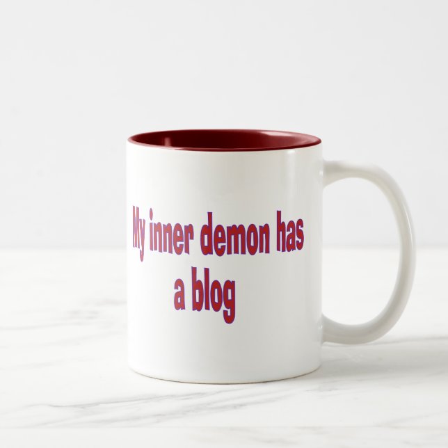 Mein innerer Dämon hat einen Blog Zweifarbige Tasse (Rechts)