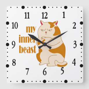 Mein inneres Biest fauler Fettsack Motivationszita Quadratische Wanduhr