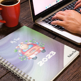 Mein Jahr Niedliche Schafe auf Marmor mit Namen Planer