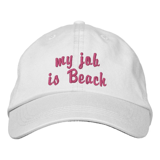 "Mein Job ist Strand" bestickt mit Baseballkappe Bestickte Baseballkappe (Vorderseite)