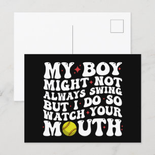 Mein Junge mag nicht immer schwingen, aber ich seh Postkarte