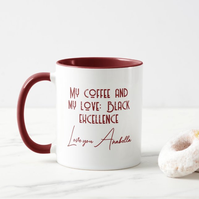 Mein Kaffee und meine Liebe Black Quote Custom Tasse (Mit Donut)