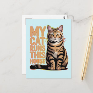 Mein Kater regiert mein Haus Lustiger Katzenliebha Postkarte