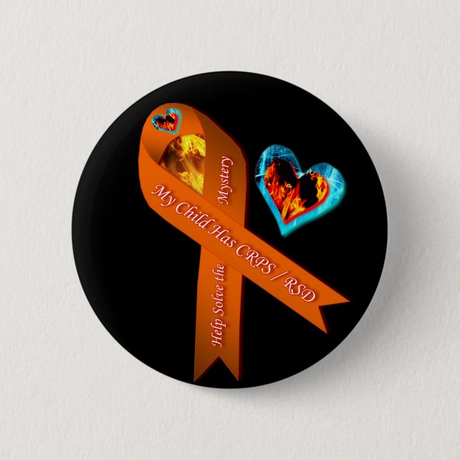 Mein Kind hat CRPS RSD Feuer-Eis-Herzen Button (Vorderseite)