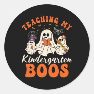Mein Kindergarten Boos Retro Ghost Hallowee lehren Runder Aufkleber