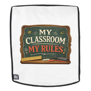 Mein Klassenzimmer, meine Regeln, lustiger Lehrer, Rucksack