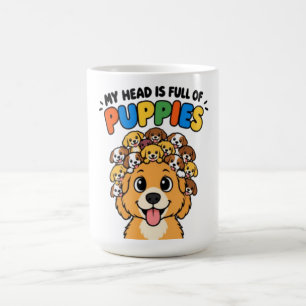 Mein Kopf ist voller Welpen Süße Hundezeichnung Lu Kaffeetasse