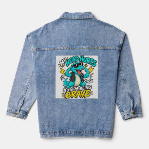 Mein Kopf tut weh, aber ich bin tapfer Lustiger Ro Jeansjacke