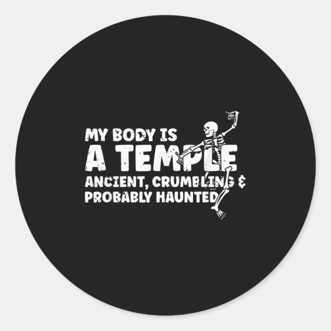 Mein Körper ist ein Tempel, antikes Krummeln und A Runder Aufkleber (Vorderseite)