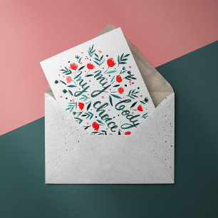 Mein Körper, meine Wahl für rote Aquarellblüte Karte