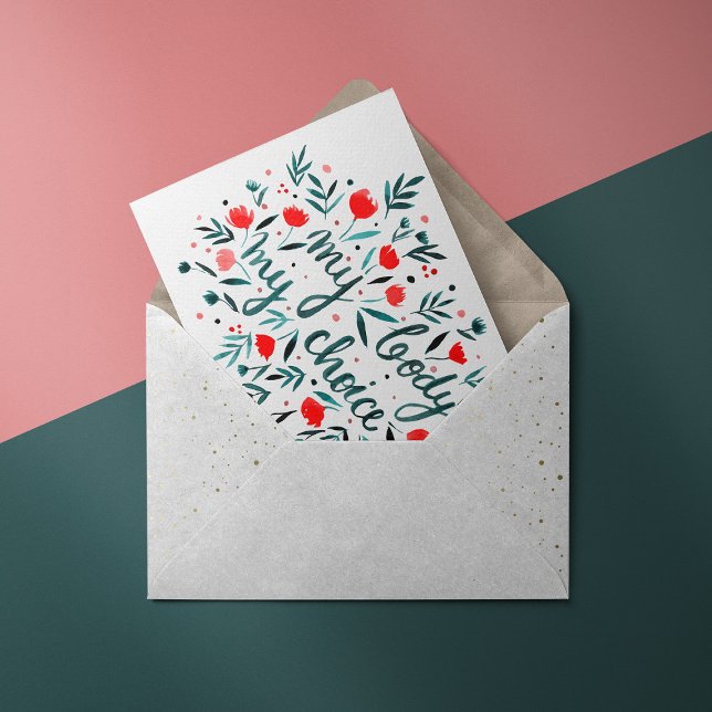 Mein Körper, meine Wahl für rote Aquarellblüte Karte (Von Creator hochgeladen)