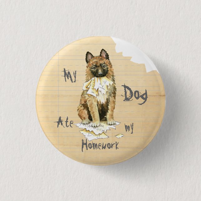 Mein Laekenois Ate Meine Hausaufgaben Button (Vorderseite)