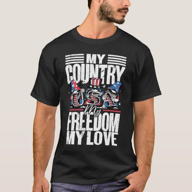 Mein Land meine Freiheit meine Liebe 4. Juli Ameri T-Shirt (Vorderseite)