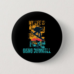 Mein Leben geht bergab Grunge Winter Snowboardi Button